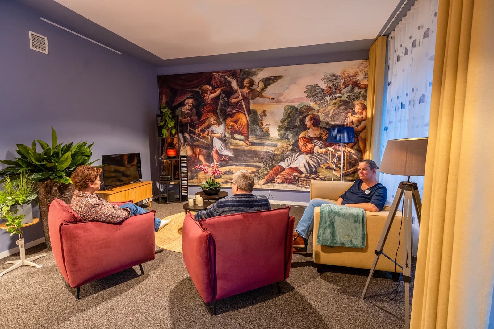 De woonkamer van hospice Wissehaege